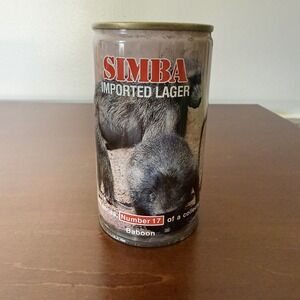 Simba Imported Lager 11 1/2 oz Beer Can BABOON Number 17 Swaziland Africa
